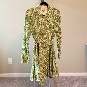 CIEBON Green Embroidered Lace Shirt Dress – Size Small – Belted